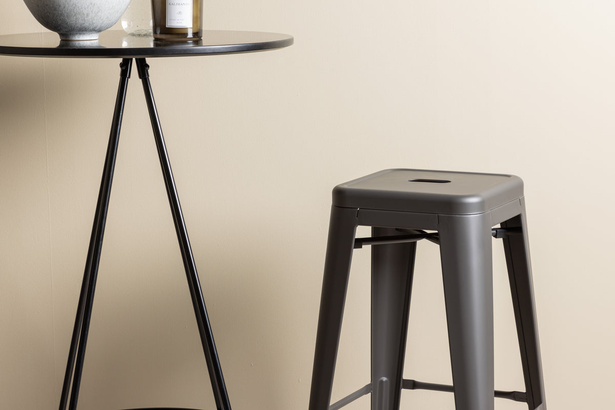 Venture Design Tempe & Bistro Barstolar 4-pack Mörkgrå + Barbord ⌀60 Svart