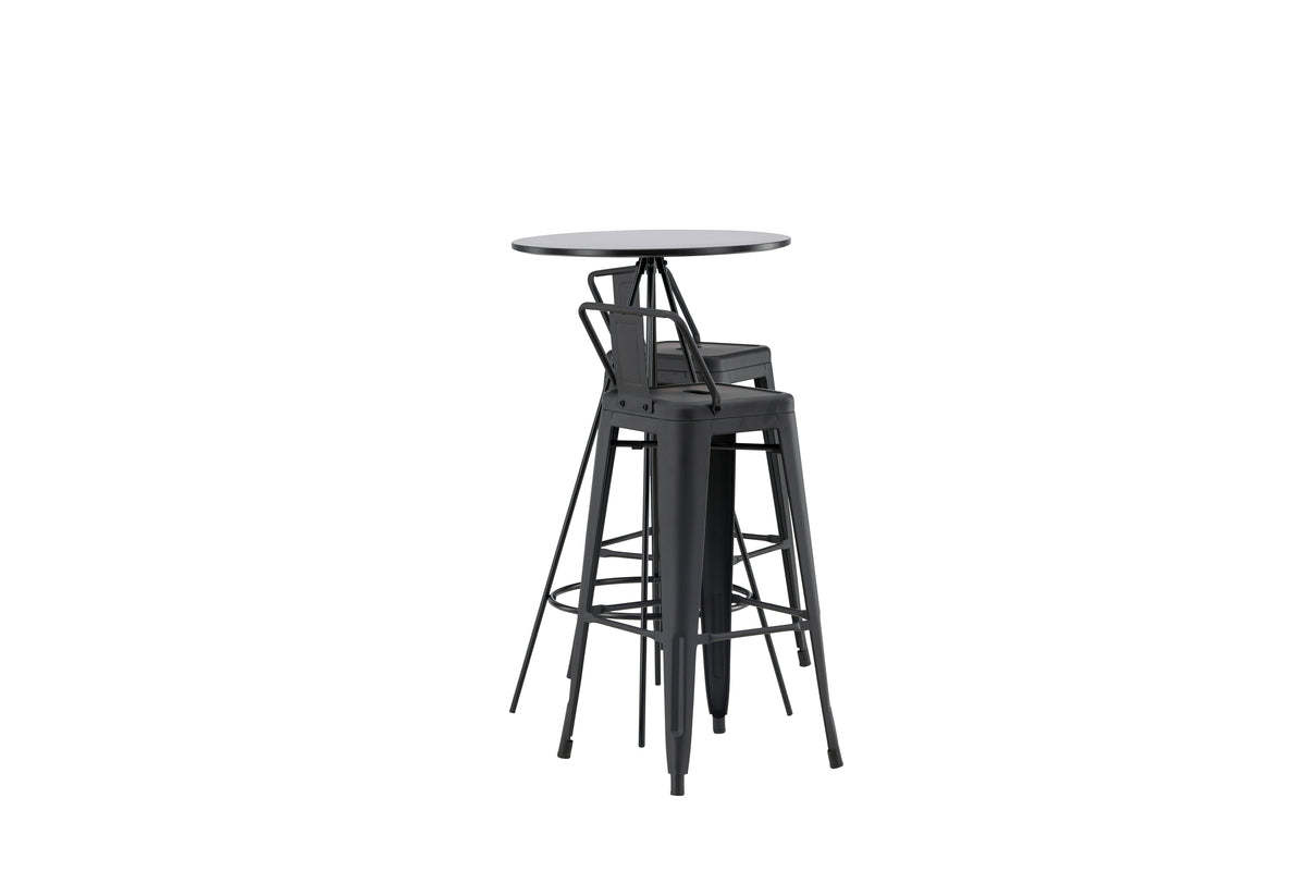 Venture Design Tempe & Bistro Barstolar 2-pack Svart + Barbord ⌀60 Svart
