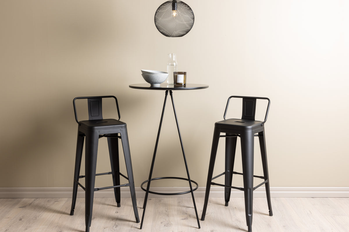 Venture Design Tempe & Bistro Barstolar 2-pack Svart + Barbord ⌀60 Svart