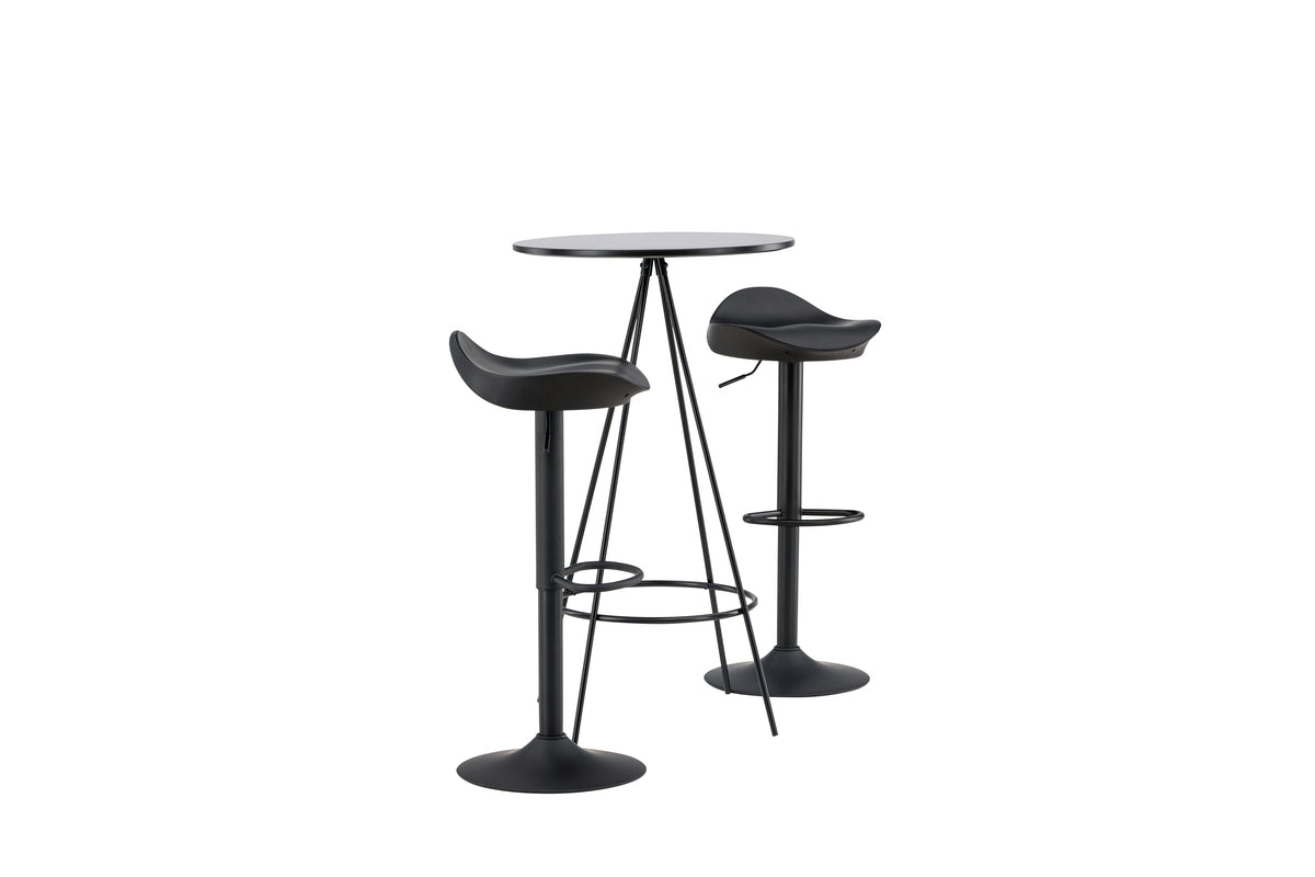 Venture Design Adesto & Bistro Barstolar 2-pack Svart + Barbord ⌀60 Svart