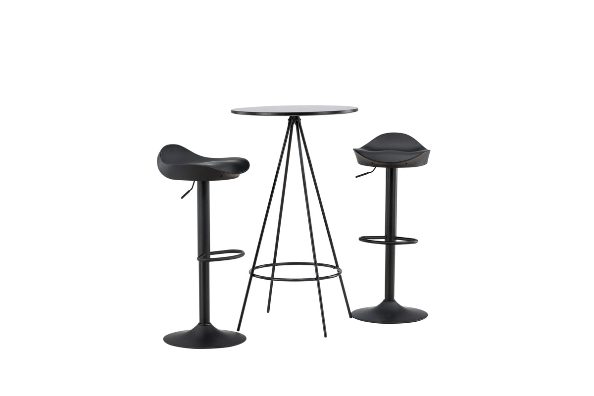 Venture Design Adesto & Bistro Barstolar 2-pack Svart + Barbord ⌀60 Svart