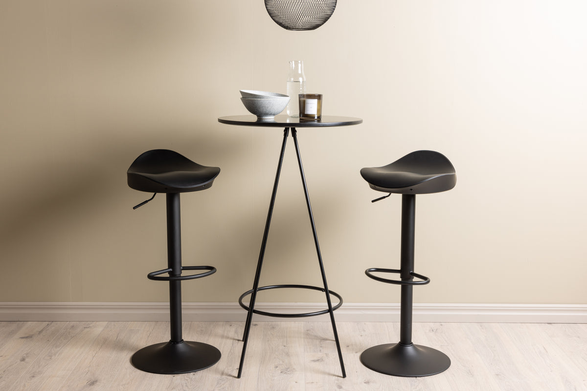 Venture Design Adesto & Bistro Barstolar 2-pack Svart + Barbord ⌀60 Svart