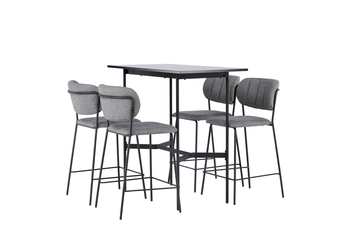 Venture Design Rax & Bell Barbord 120 x 60 Svart + Barstolar 2-pack Grå