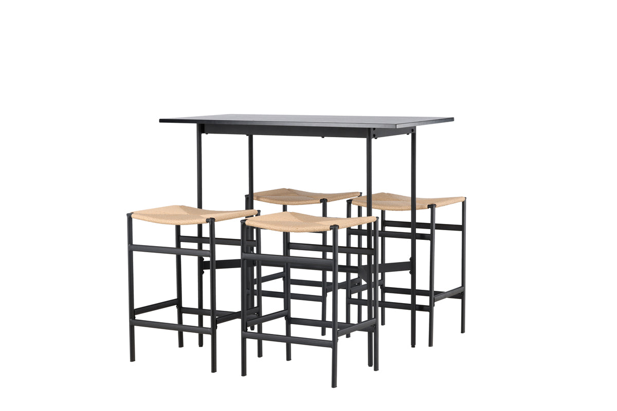 Venture Design Polly & Rax Barstolar 2-pack Natur + Barbord 120 x 60 Svart