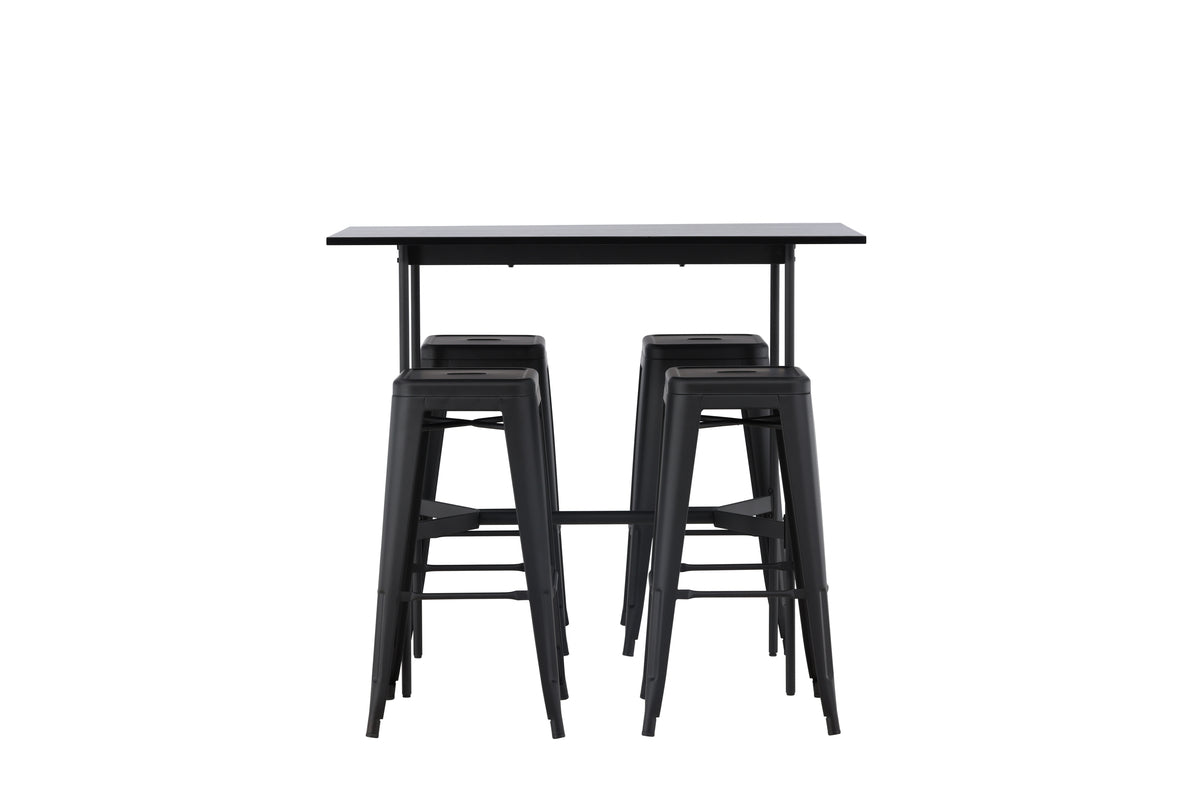 Venture Design Tempe & Rax Barstolar 4-pack Svart + Barbord 120 x 60 Svart