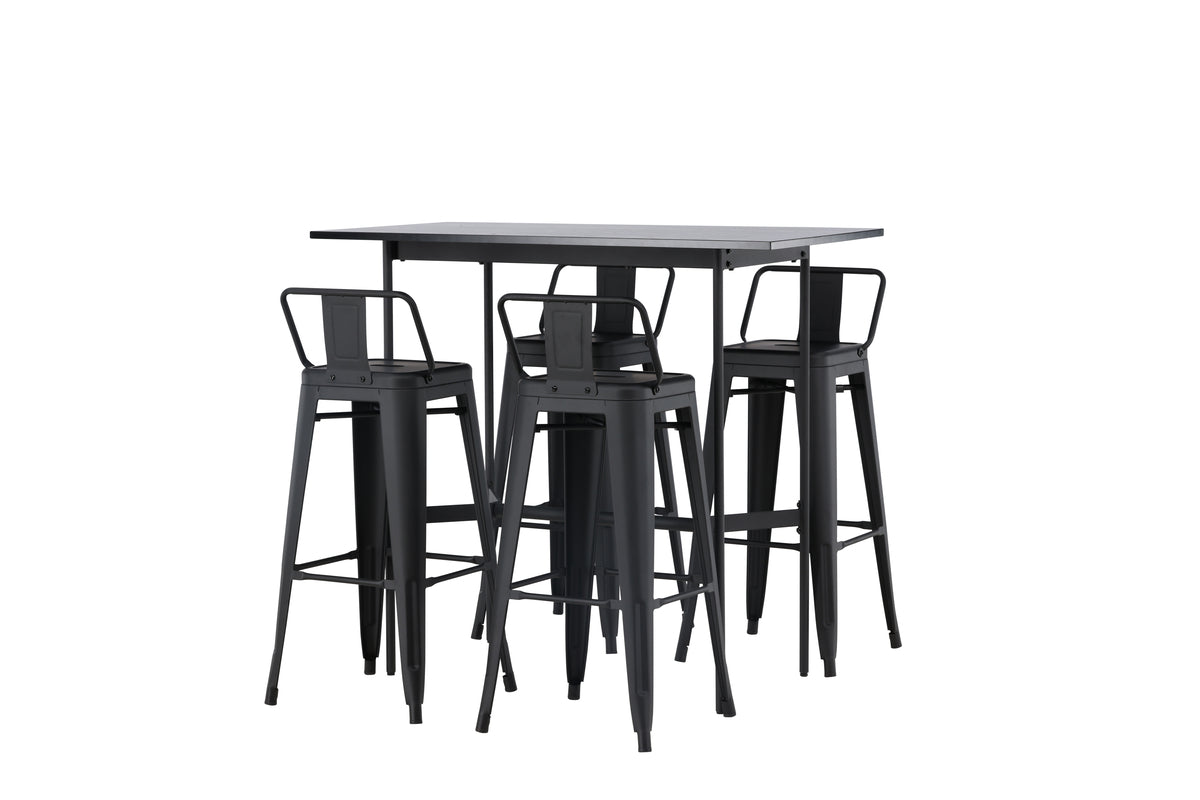 Venture Design Tempe & Rax Barstolar 2-pack Svart + Barbord 120 x 60 Svart