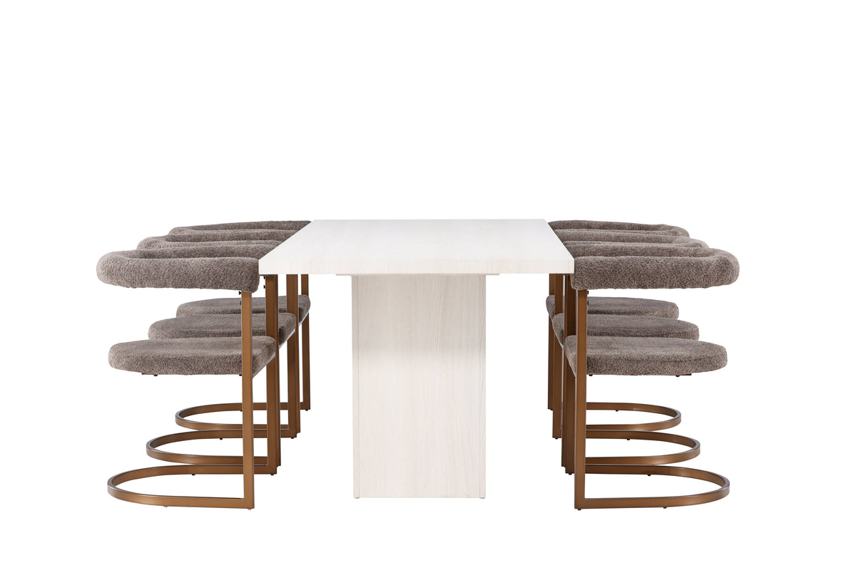 Venture Design Morning & Olga Matstolar 2-pack Brun + Rektangulära Matbord 200 x 90 Vit
