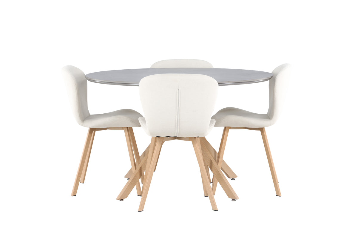 Venture Design Piazza & Lilja Runda Matbord ⌀120 Grå + Matstolar 2-pack Beige
