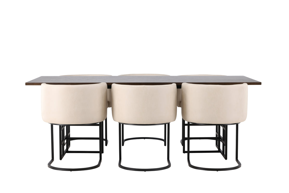 Venture Design Simrishamn & Ystad Matstolar Beige + Rektangulära Matbord 220 x 100 Mocka