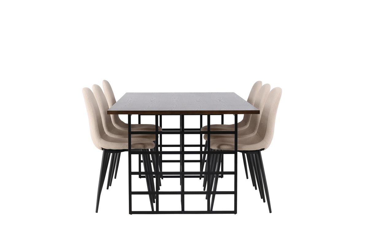 Venture Design Ystad & Polar Rektangulära Matbord 220 x 100 Mocka + Matstolar 2-pack Beige