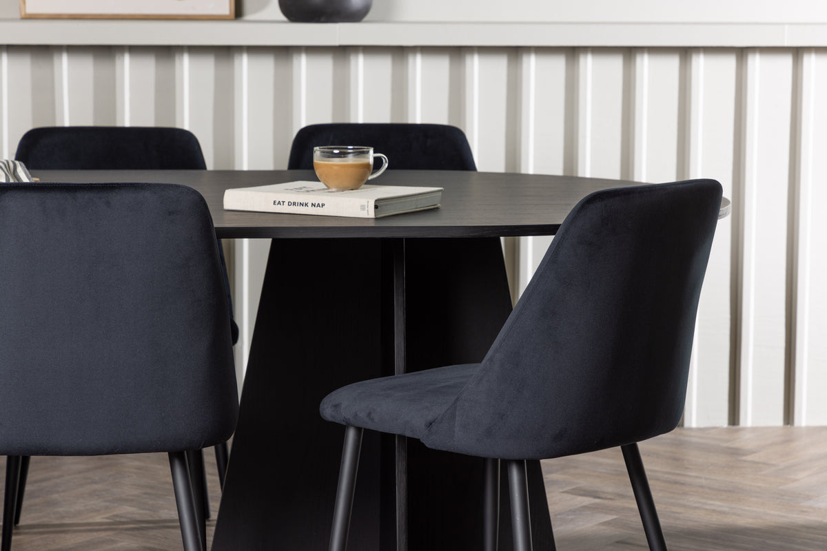 Venture Design Bootcut & Night Ovala Matbord 230 x 115 Svart + Matstolar 2-pack Svart
