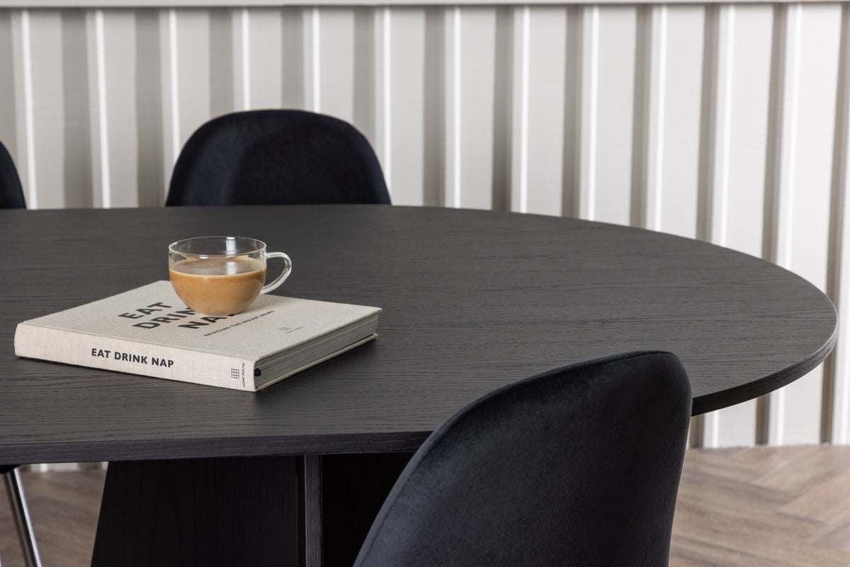 Venture Design Bootcut & Polar Ovala Matbord 230 x 115 Svart + Matstolar 2-pack Svart