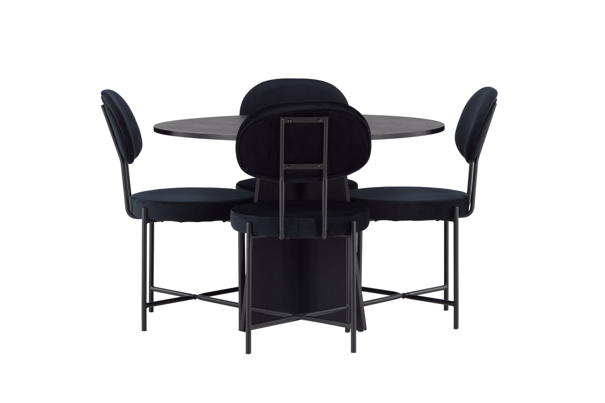 Venture Design Bootcut & Stella Runda Matbord ⌀110 Svart + Matstolar 2-pack Svart