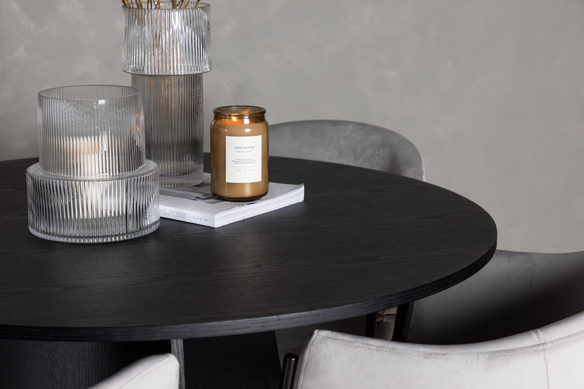 Venture Design Bootcut & Evelina Runda Matbord ⌀110 Svart + Matstolar 2-pack Grå