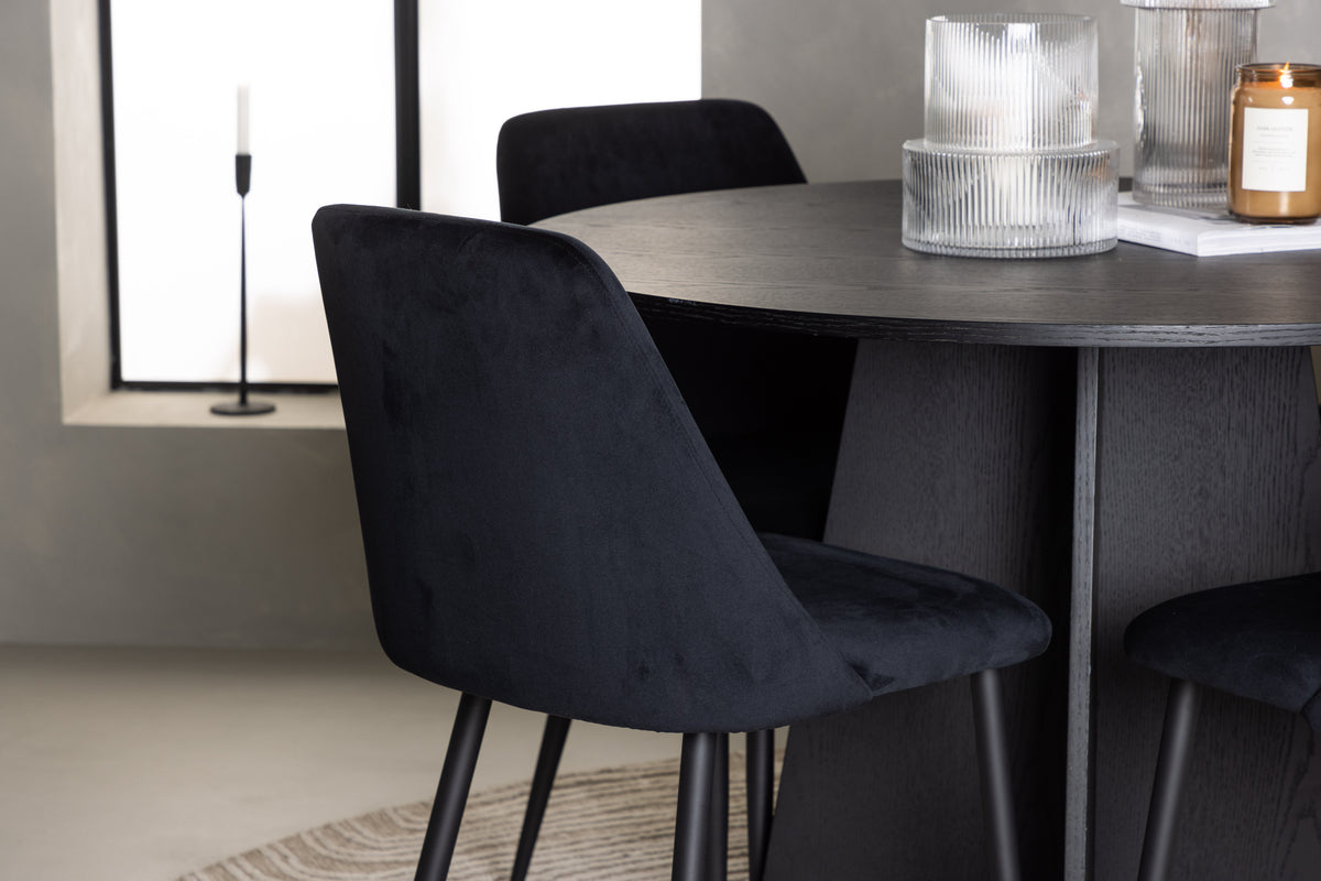 Venture Design Bootcut & Night Runda Matbord ⌀110 Svart + Matstolar 2-pack Svart