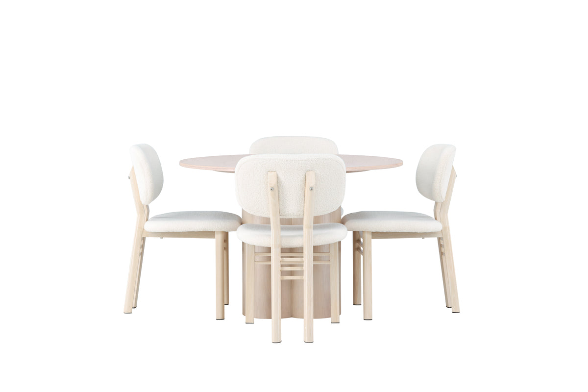 Venture Design Olivia & Sia Matbord ⌀110 + Matstolar Vit