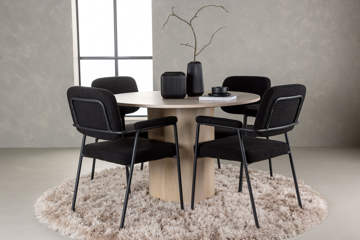 Venture Design Olivia & Yesterday Runda Matbord ⌀110 Vitputsad + Matstolar 2-pack Svart
