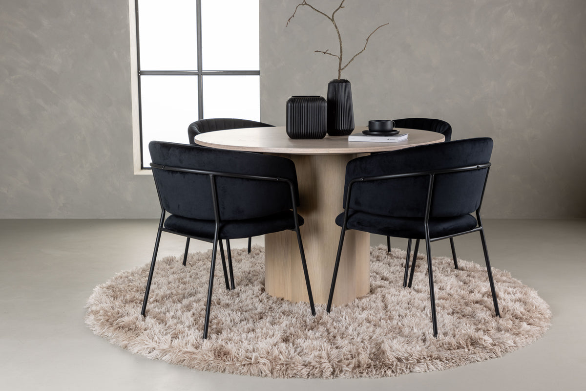 Venture Design Olivia & Selma Runda Matbord ⌀110 Vitputsad + Matstolar 2-pack Svart