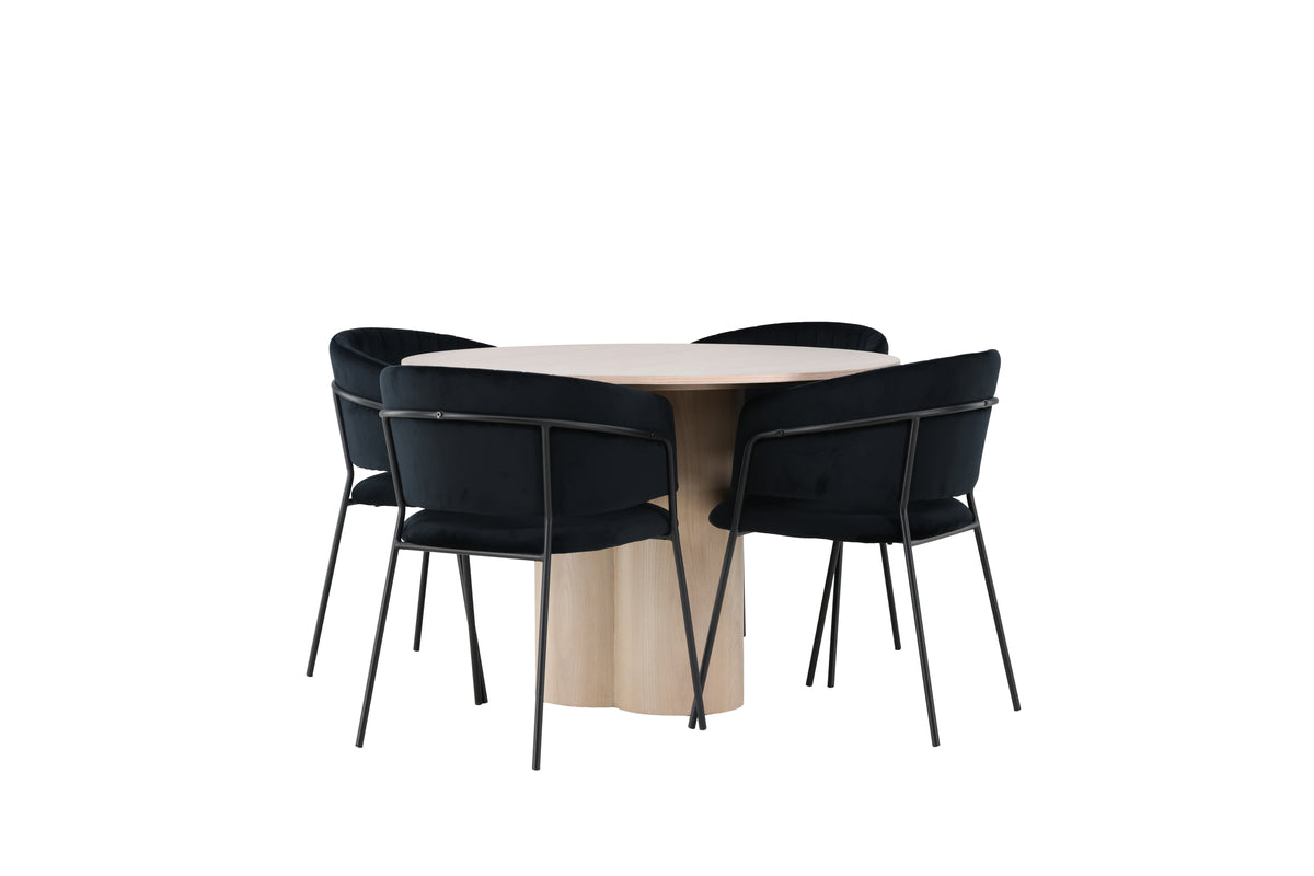 Venture Design Olivia & Selma Runda Matbord ⌀110 Vitputsad + Matstolar 2-pack Svart