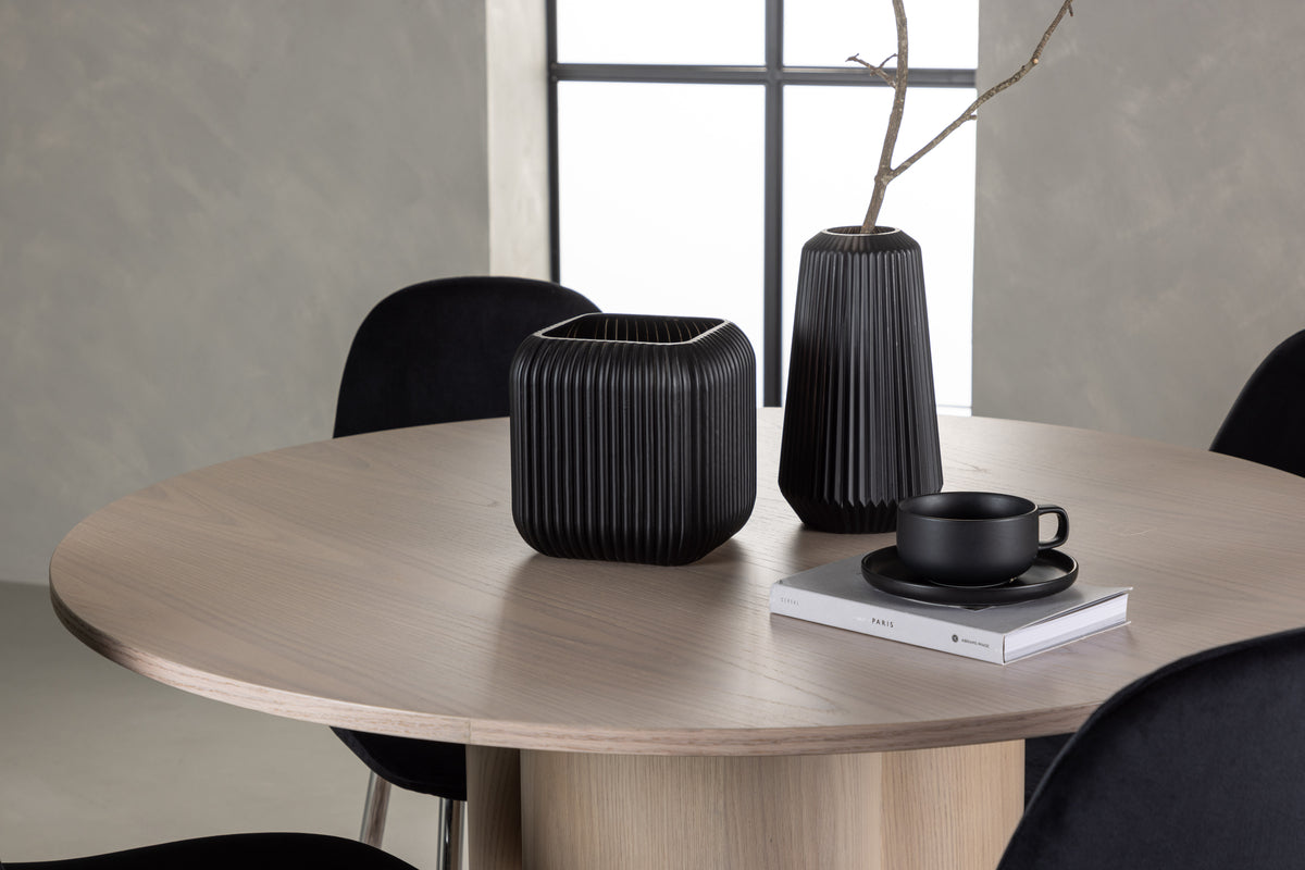 Venture Design Olivia & Polar Runda Matbord ⌀110 Vitputsad + Matstolar 2-pack Svart