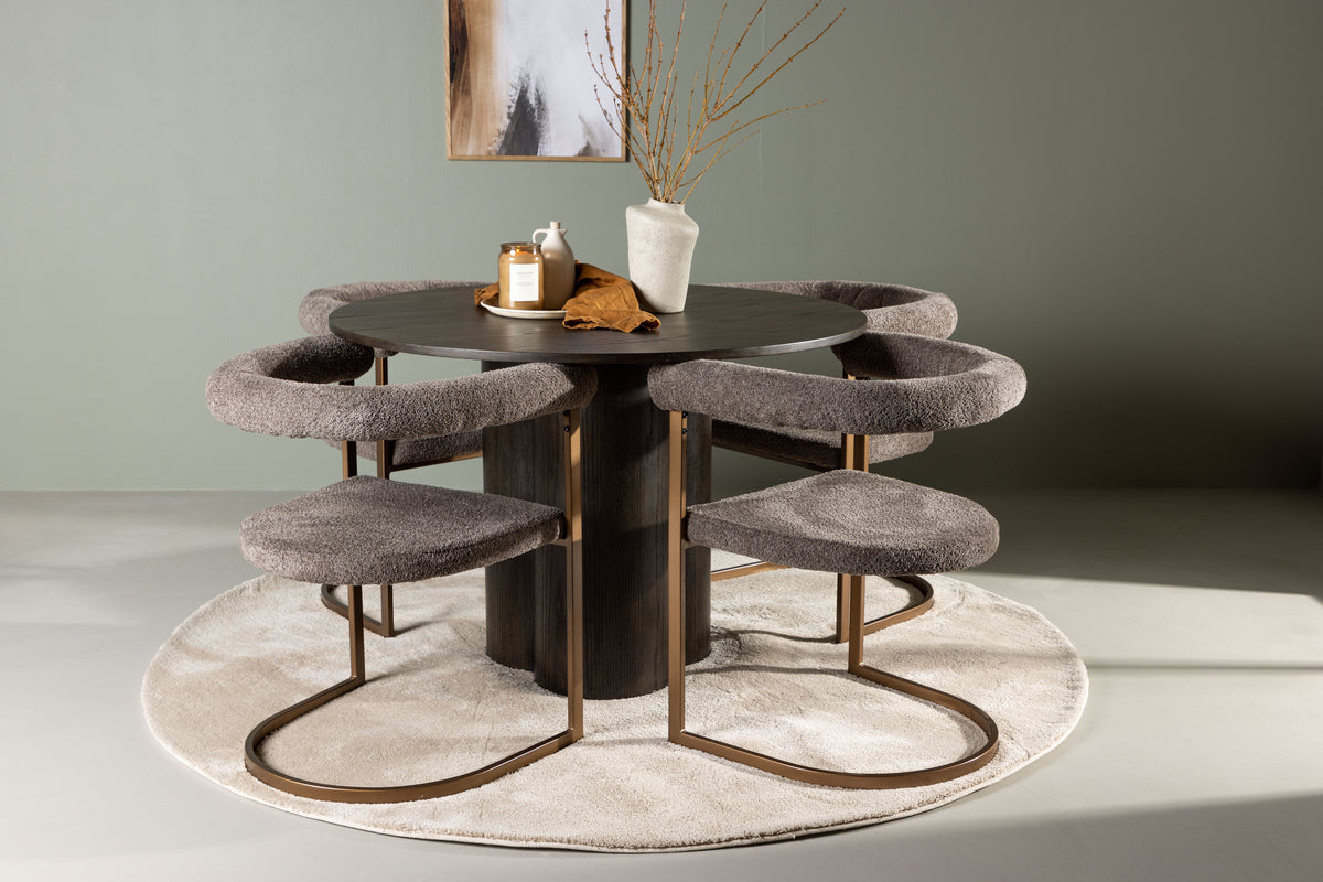 Venture Design Olivia & Morning Runda Matbord ⌀110 Mocka + Matstolar 2-pack Brun