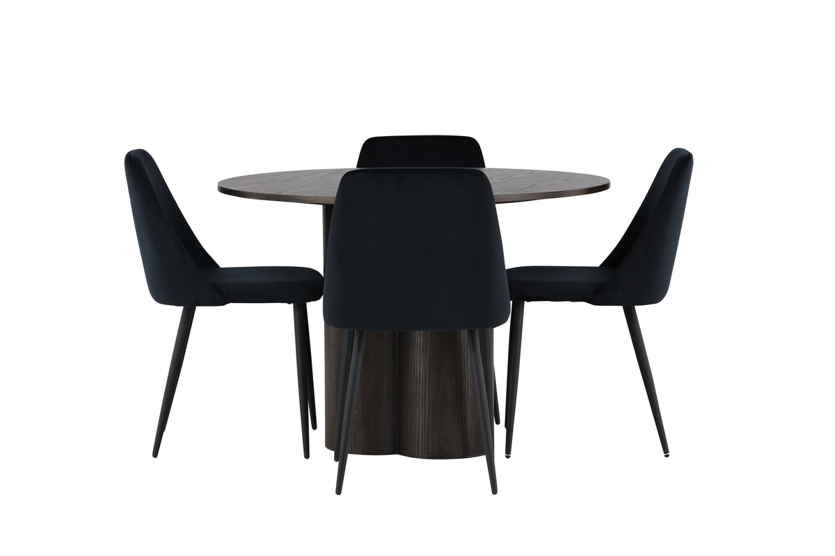 Venture Design Olivia & Night Runda Matbord ⌀110 Mocka + Matstolar 2-pack Svart
