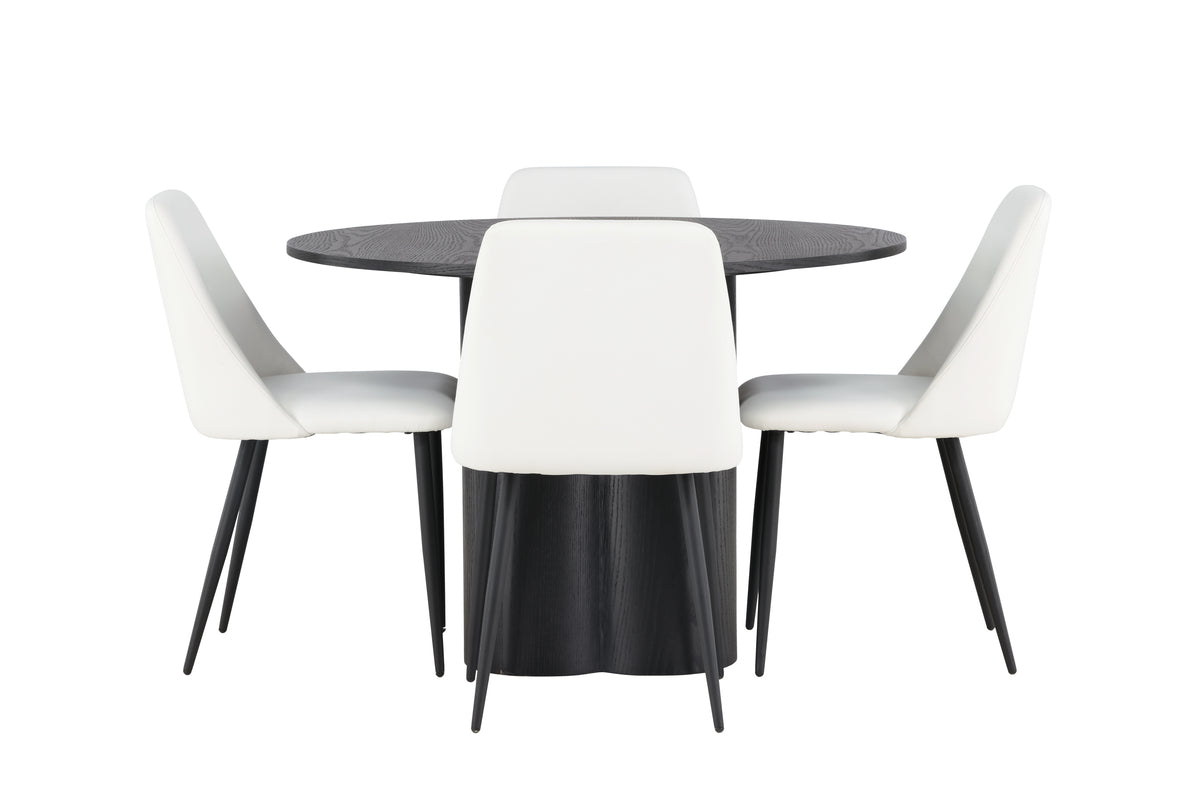 Venture Design Olivia & Night Runda Matbord ⌀110 Svart + Matstolar 2-pack Vit