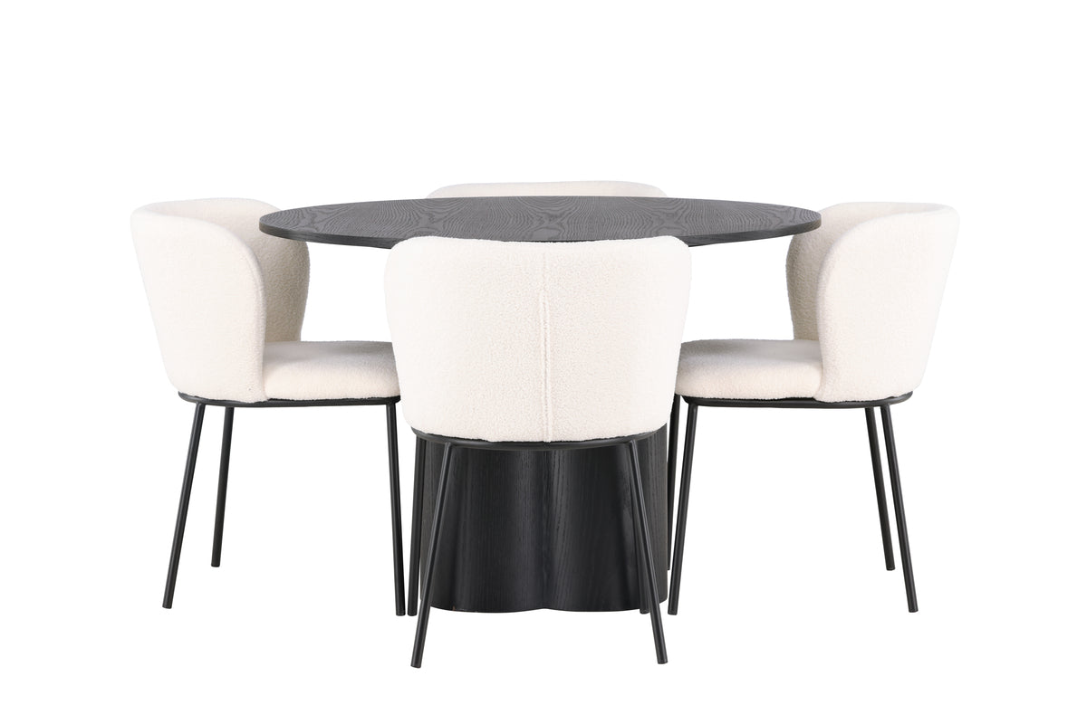 Venture Design Olivia & Edina Runda Matbord ⌀110 Svart + Matstolar 2-pack Vit