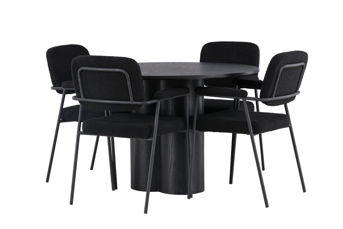 Venture Design Olivia & Yesterday Runda Matbord ⌀110 Svart + Matstolar 2-pack Svart