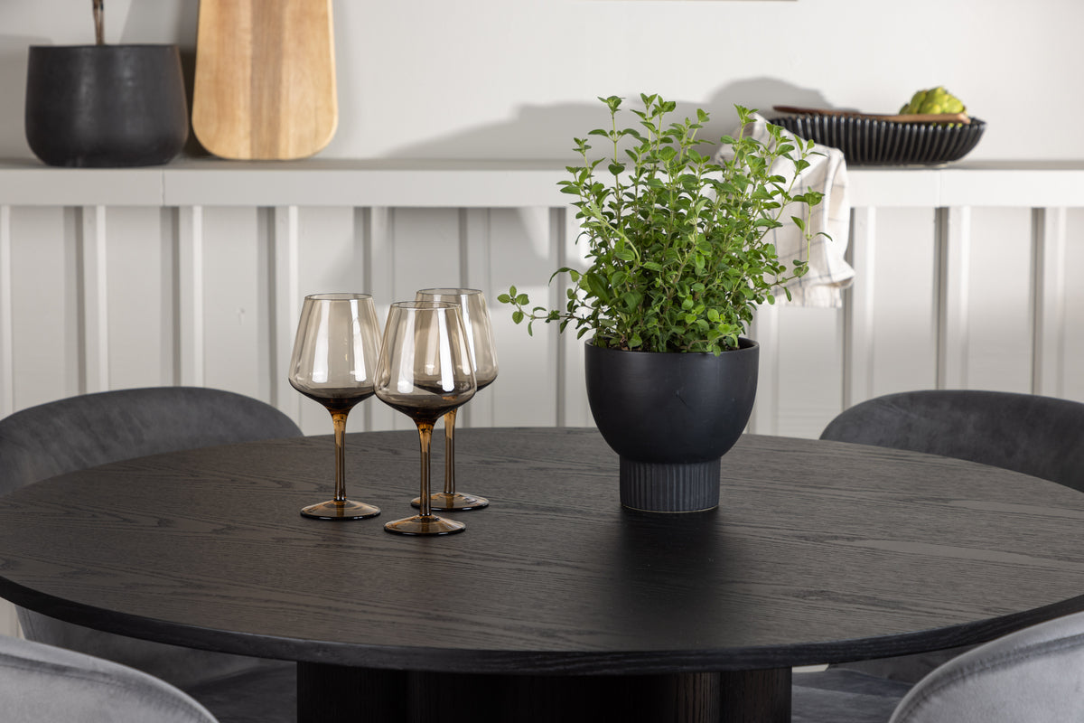 Venture Design Olivia & Lilja Runda Matbord ⌀110 Svart + Matstolar 2-pack Grå
