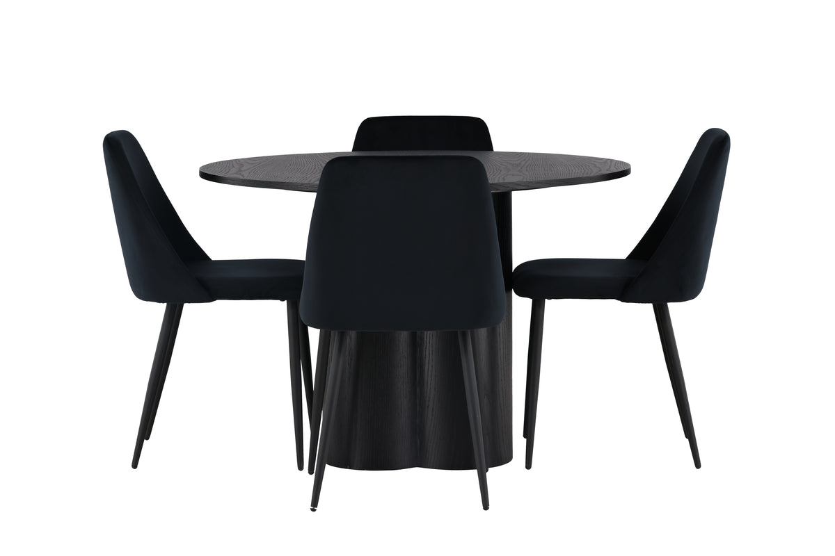 Venture Design Olivia & Night Runda Matbord ⌀110 Svart + Matstolar 2-pack Svart