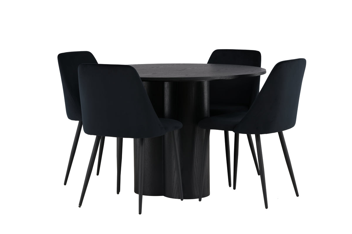 Venture Design Olivia & Night Runda Matbord ⌀110 Svart + Matstolar 2-pack Svart