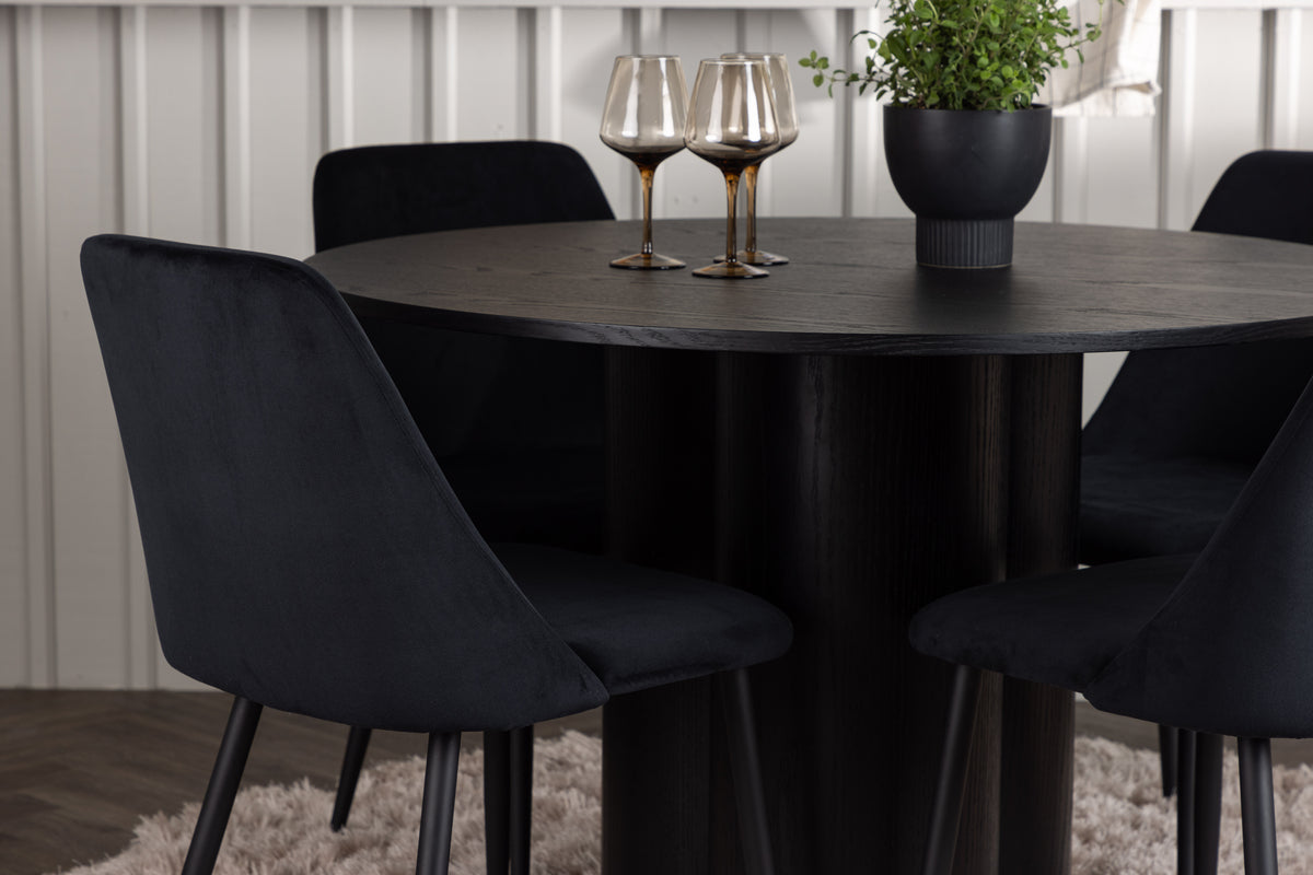Venture Design Olivia & Night Runda Matbord ⌀110 Svart + Matstolar 2-pack Svart