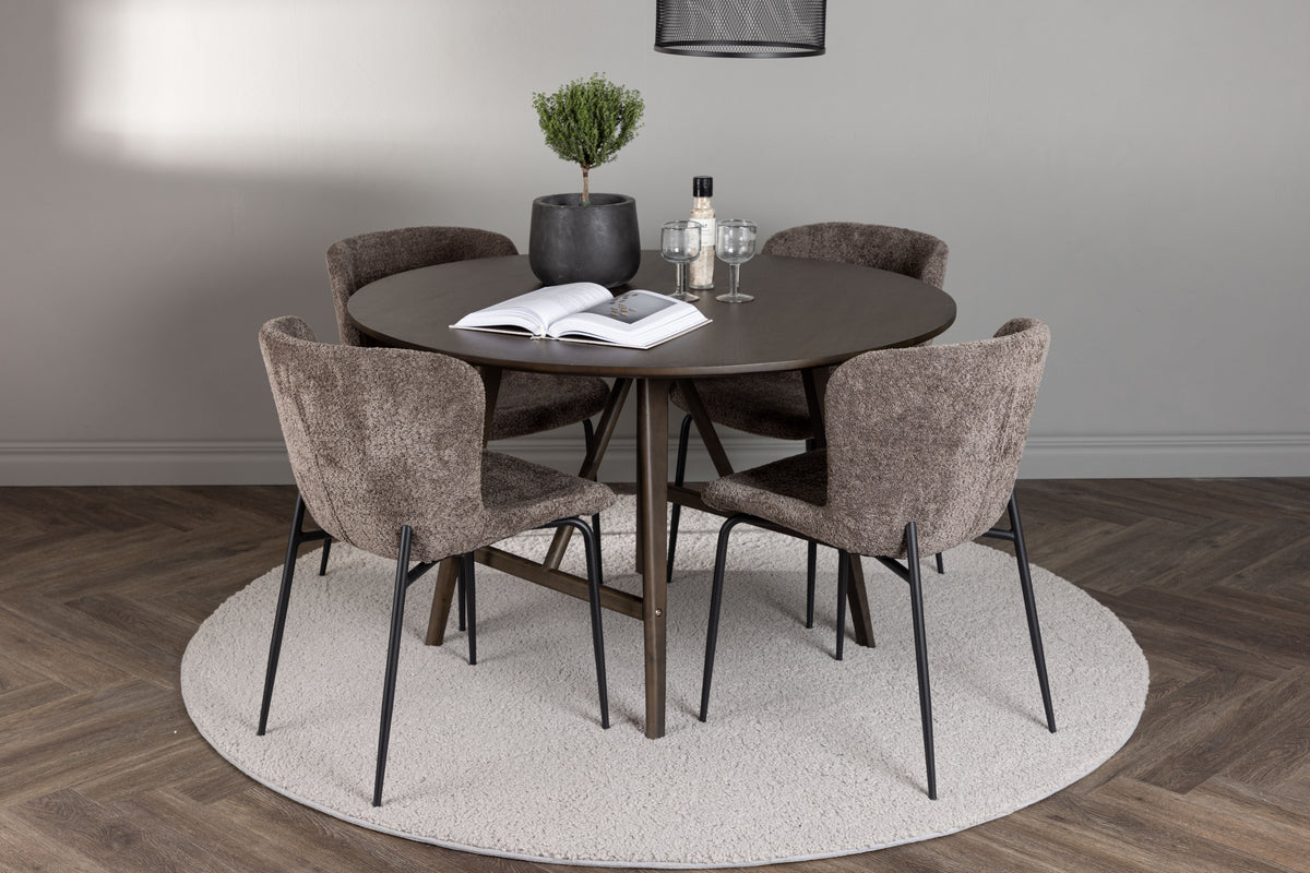 Venture Design Modesto & Kaseidon Matstolar 2-pack Brun + Runda Matbord ⌀100 Mörkbrun