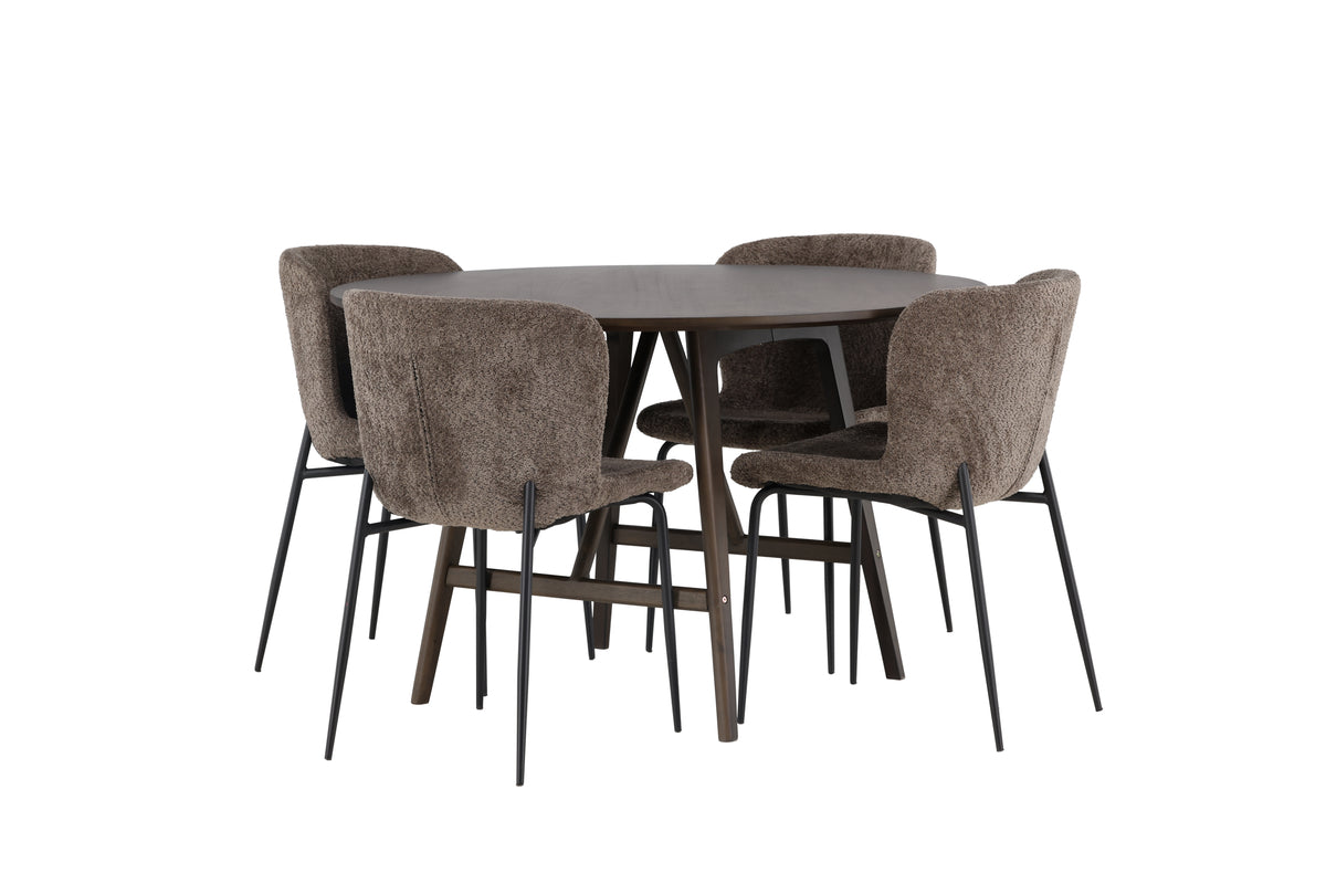 Venture Design Modesto & Kaseidon Matstolar 2-pack Brun + Runda Matbord ⌀100 Mörkbrun