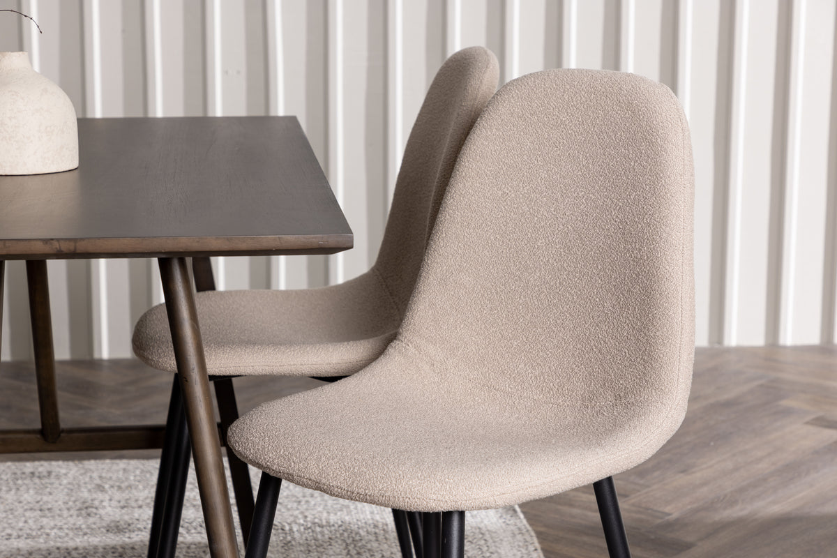 Venture Design Kaseidon & Polar Rektangulära Matbord 120 x 80 Mörkbrun + Matstolar 2-pack Beige
