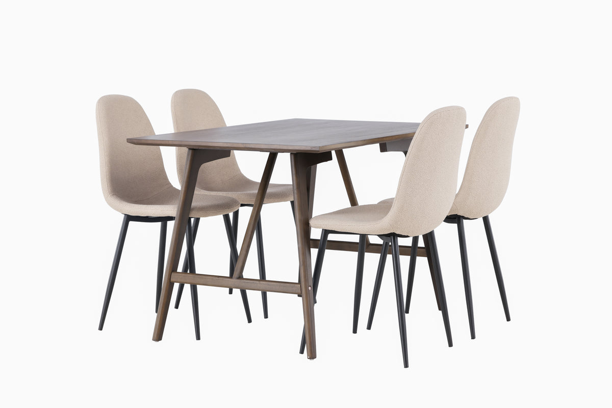 Venture Design Kaseidon & Polar Rektangulära Matbord 120 x 80 Mörkbrun + Matstolar 2-pack Beige