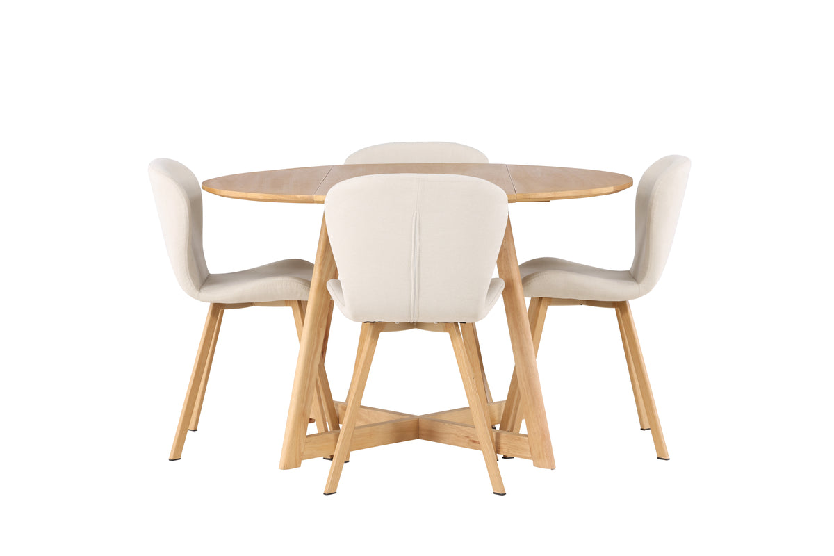 Venture Design Yakidon & Lilja Runda Matbord ⌀120 Brun + Matstolar 2-pack Beige