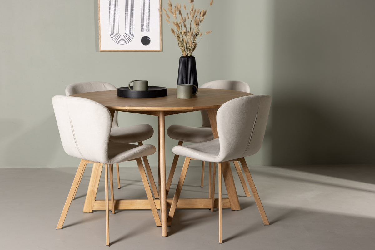 Venture Design Yakidon & Lilja Runda Matbord ⌀120 Brun + Matstolar 2-pack Beige