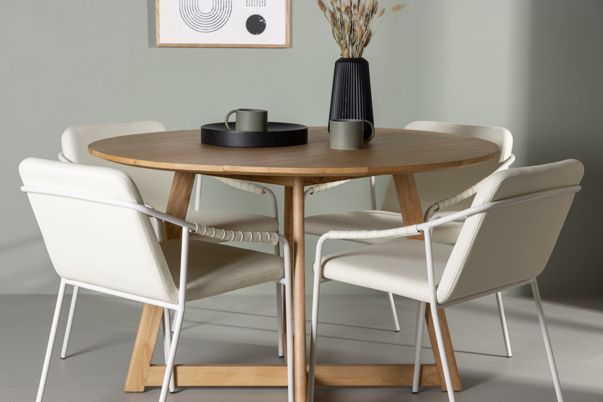 Venture Design Yakidon & Tvist Runda Matbord ⌀120 Brun + Matstolar 2-pack Beige