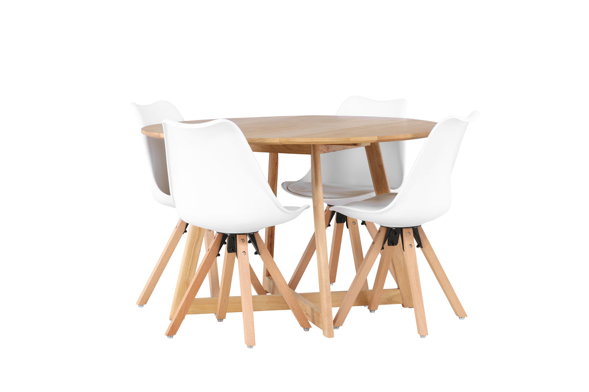 Venture Design Yakidon & Zeno Runda Matbord ⌀120 Brun + Matstolar 2-pack Vit