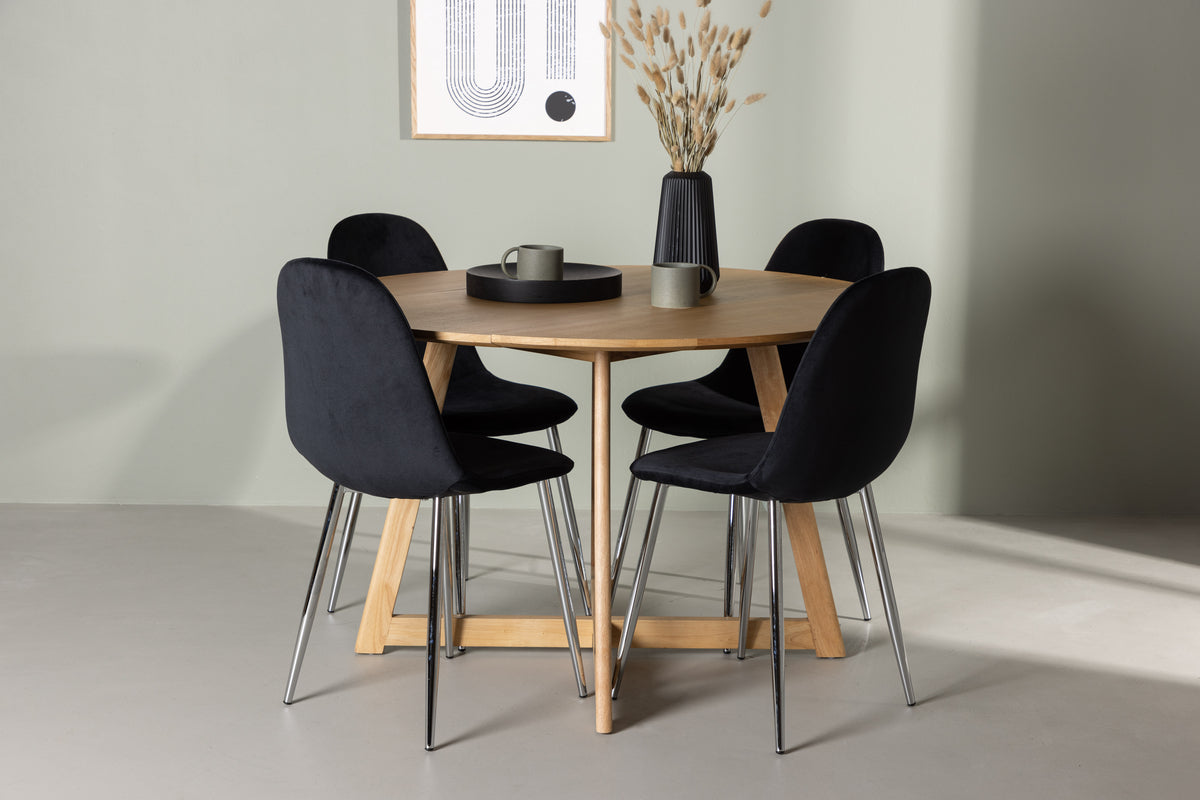 Venture Design Yakidon & Polar Runda Matbord ⌀120 Brun + Matstolar 2-pack Svart
