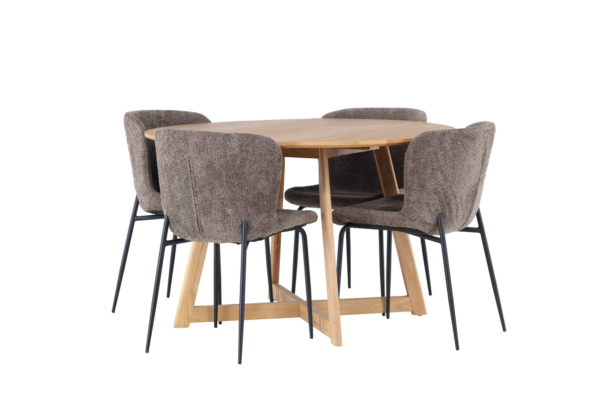 Venture Design Modesto & Yakidon Matstolar 2-pack Brun + Runda Matbord ⌀120 Brun