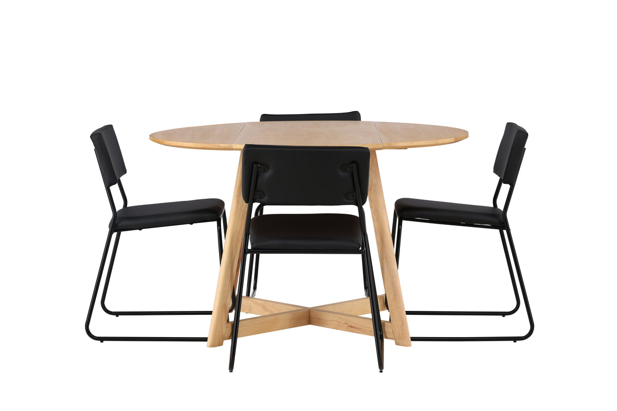 Venture Design Kenth & Yakidon Matstolar 2-pack Svart + Runda Matbord ⌀120 Brun