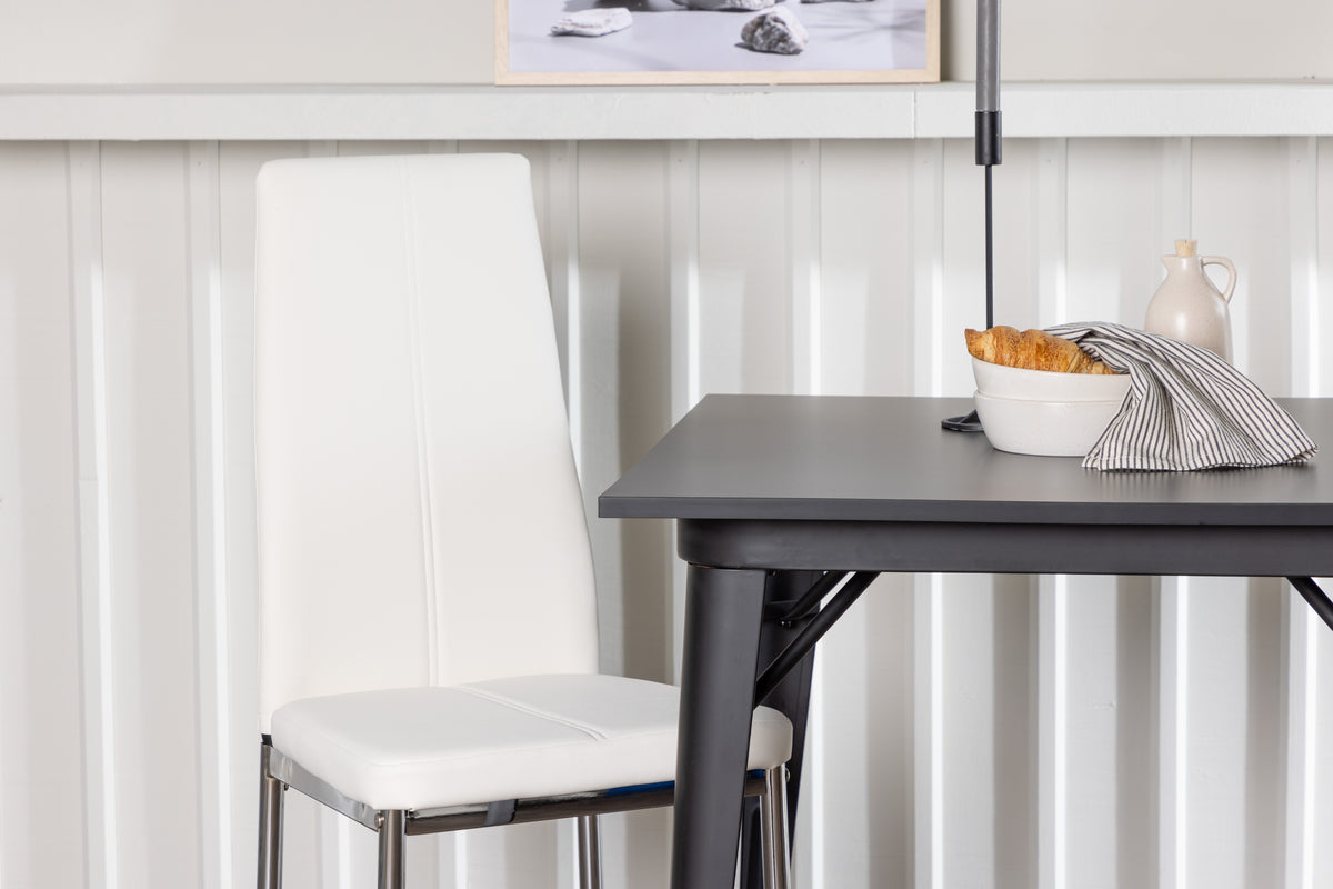 Venture Design Tempe & Pastill Rektangulära Matbord 80 x 80 Svart + Matstolar 2-pack Vit