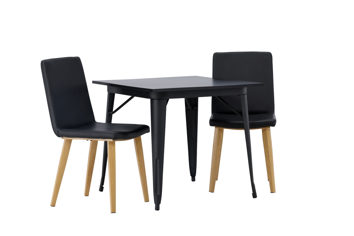 Venture Design Tempe & Today Rektangulära Matbord 80 x 80 Svart + Matstolar 2-pack Svart