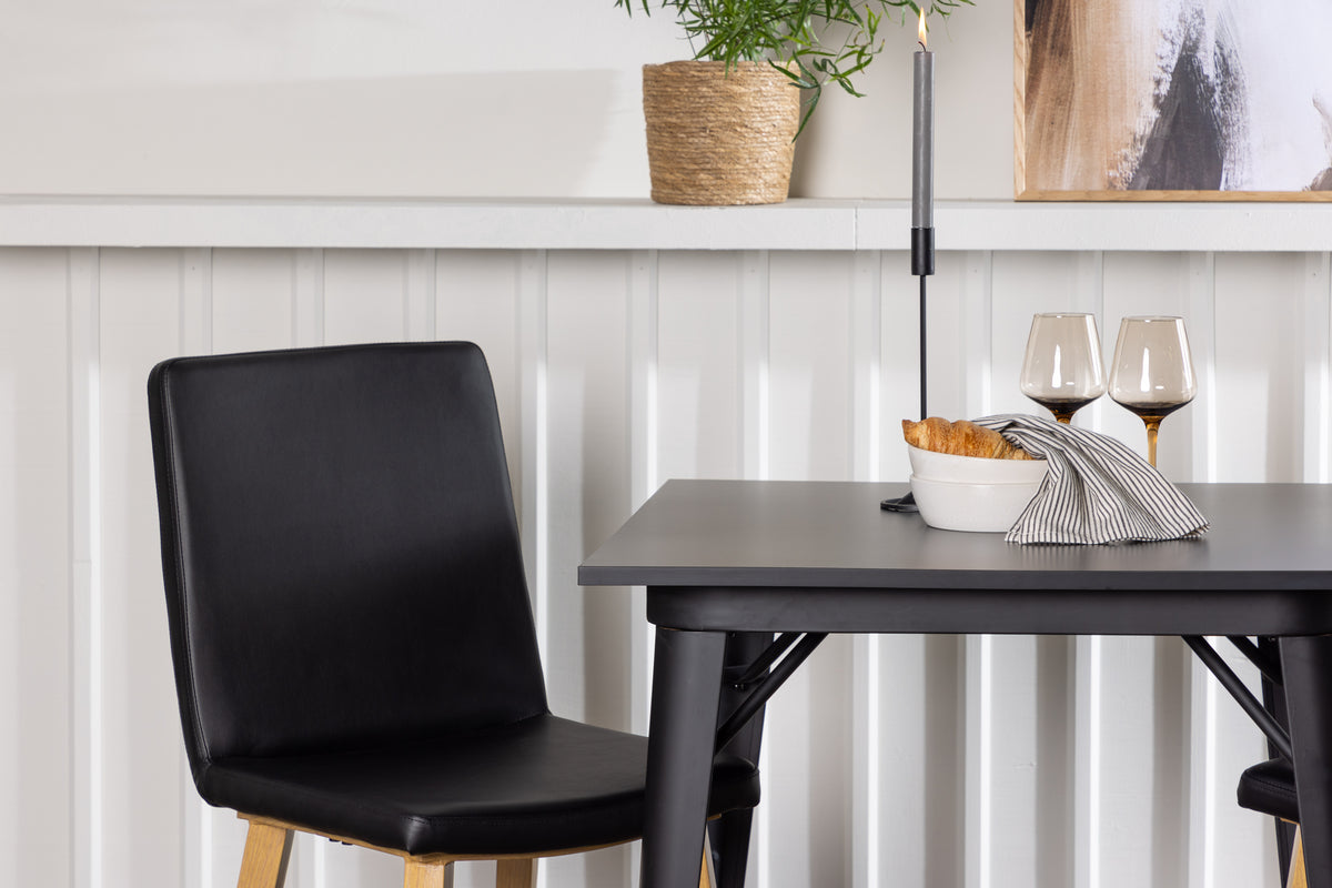 Venture Design Tempe & Today Rektangulära Matbord 80 x 80 Svart + Matstolar 2-pack Svart