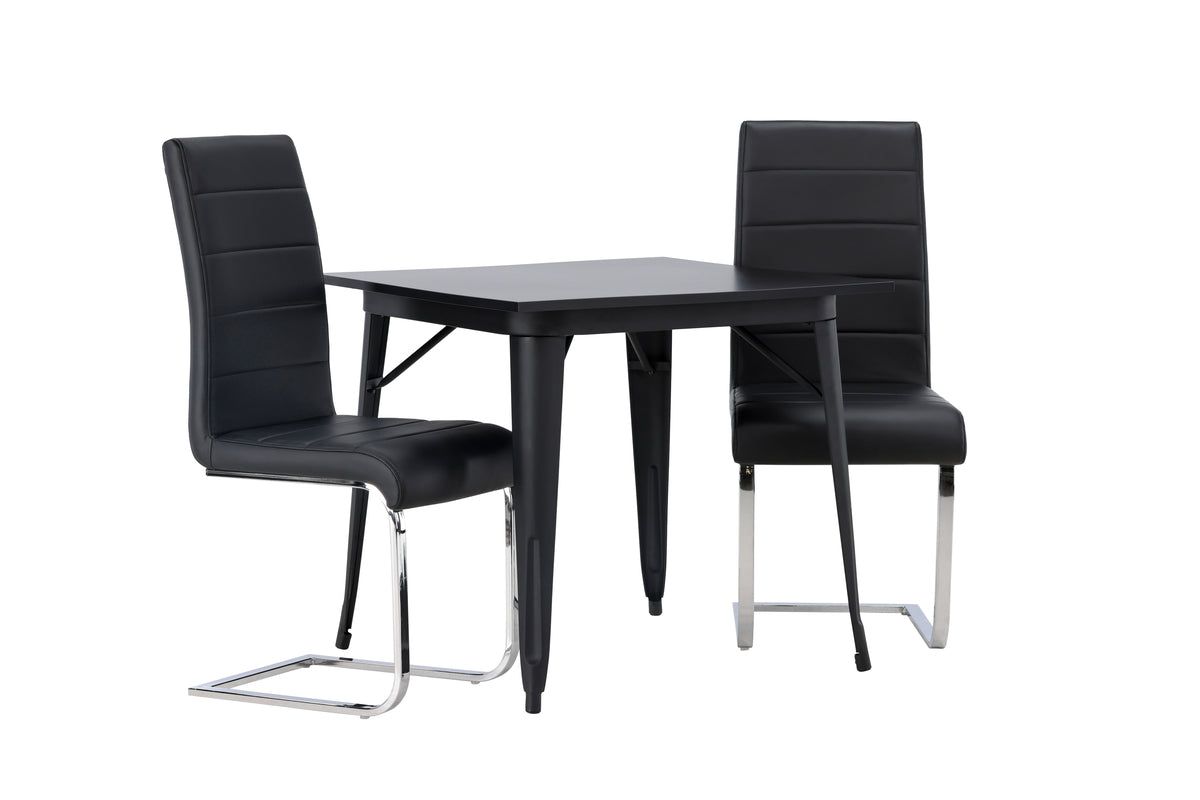 Venture Design Tempe & Tempo Rektangulära Matbord 80 x 80 Svart + Matstolar 2-pack Svart