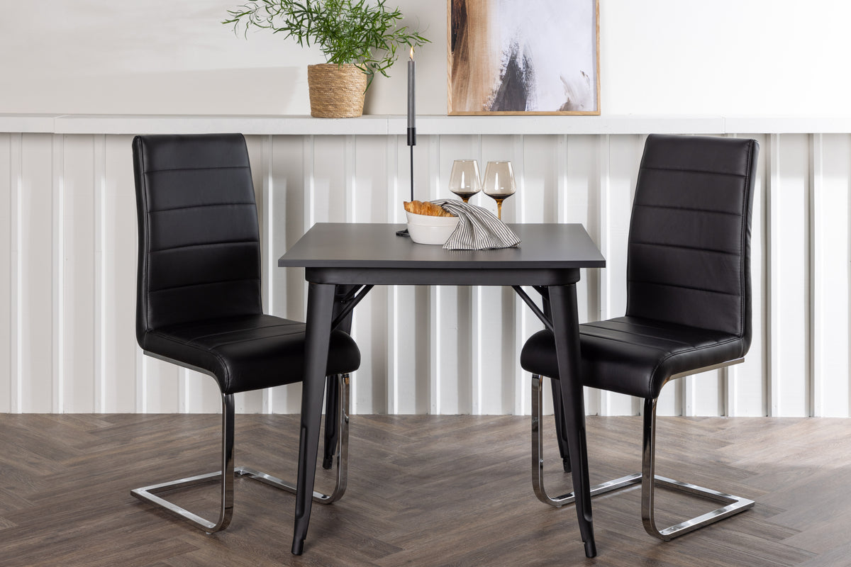 Venture Design Tempe & Tempo Rektangulära Matbord 80 x 80 Svart + Matstolar 2-pack Svart