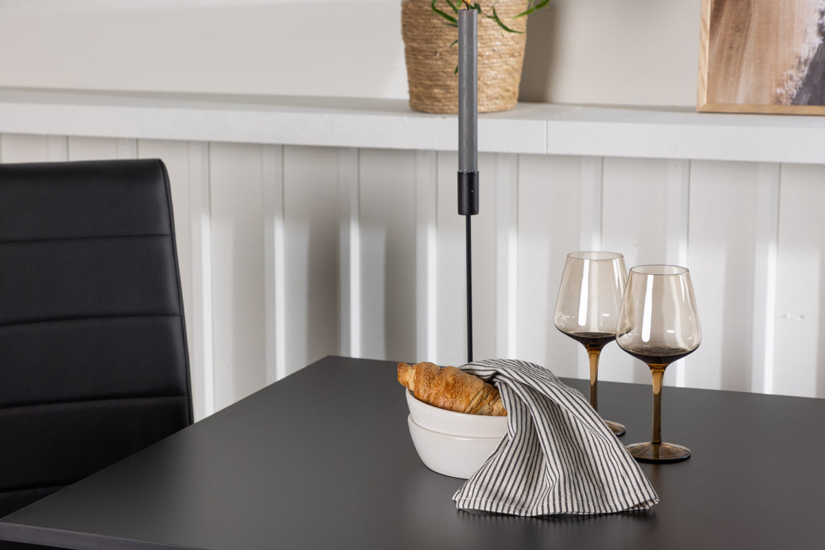 Venture Design Tempe & Tempo Rektangulära Matbord 80 x 80 Svart + Matstolar 2-pack Svart